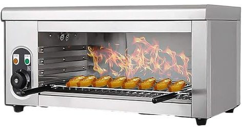 Generic Gril à salamandre commercial, 2000 W, four électrique pour faire fondre du fromage, des sandwichs grillés et des steaks grillés – Grille réglable, acier inoxydable, 50–300 ℃
