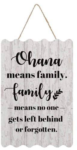 Farmhouse Holzplanken-Hängeschild, Ohana-Familie, Holzschild, Zitat, rustikale Heimdekoration, Schilder für Esszimmer, Cottage, 20,3 x 30,5 cm
