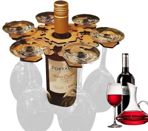 Injuv Weinglasregal, Weinglashalter,Weinständer aus Holz, Flaschenglas-Organizer | Weinhalter und Gläserregal, Weinlagerregal, glatter Weinflaschen-Glas-Organizer für Küchenbar-Organizer