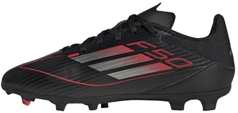 adidas F50 League Football Boots FG/MG Kids, Botas de fútbol, Core Black/Iron Metallic/Lucid Red, 30.5 EU