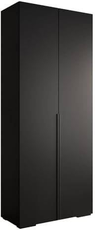 MEBLE KRYSPOL Inova 1 Moderner Schrank mit Regalen und Stange - Aufbewahrungsschrank für Schlafzimmer, Wohnzimmer - 236,7x100x47 cm - KGoldpusfarbe und Frontfarbe Schwarz - Grifffarbe Schwarz