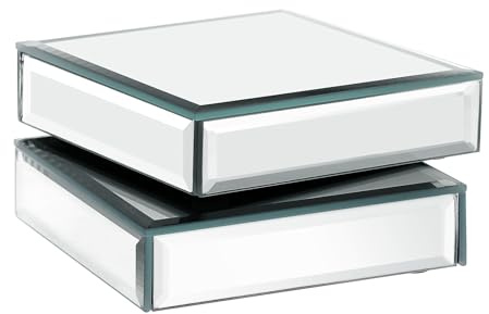 Hipiwe 2 Packs Mirrored Display Risers Stand Glass Mirrored Showpeice Figures Display Base Square Jewelry Display Stand Blocks for Trinkets Perfume Watches Collectibles Photography Props,4 inches