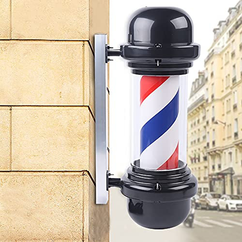 Poste de barbero de 20 Pulgadas, luz LED con Rayas Rojas, Blancas y Azules, luz giratoria, Luces de Pared para Exteriores, Letrero para peluquería y barbería