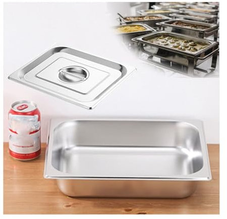 NJDQFA Mahlzeit Zutatenbehälters,Edelstahl Gastro Behälter GN Spülmaschinenfest,Stapelbar Tief Gastronormbehälter,1/2（32.5 * 26.5）,6.5cm1.2side