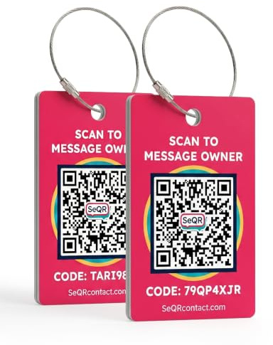 Smart Luggage Tags | Privacy QR Code Luggage Tag Keeps Personal info Private | Customizable Travel Suitcase Tags for Women Men | Use with GPS Bag Locator Tracking, Air Tag for Android or iOS