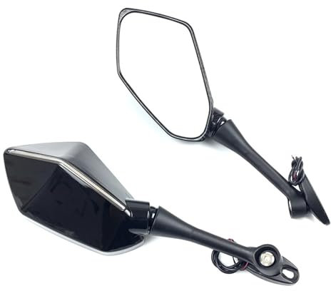 Motorrad Spiegel Für CBR600RR Für 2003-2016 2017 2018 2019 Für CBR 1000RR 2004-2007 Paar Motorrad-Rückspiegel LED-Blinker Seitenspiegel Schwarz Carbon Lenkerendenspiegel(Schwarz)