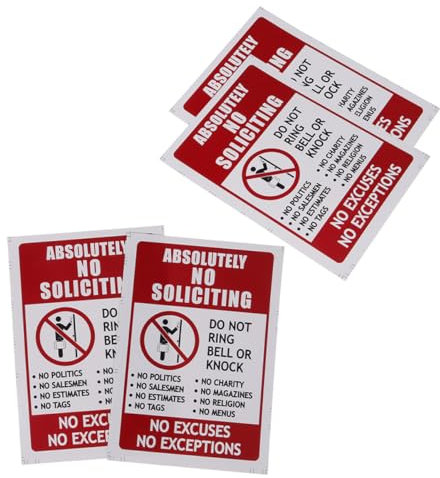 NIYANGLE 4pcs No Entry Sticker No Soliciting Sticker Waterproof Sticker Doorbell Decal Stickers Water Proof Stickers Absolutely No Soliciting Sign Sticker No Selling Sign Pvc Self-adhesive