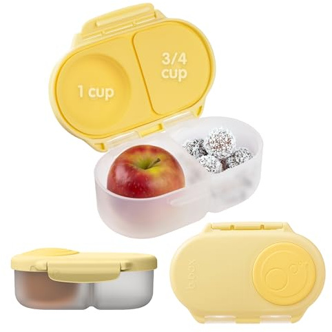 b.box Snackbox | Mini Bento Lunch Box with 2 Leakproof Compartments | Ideal for Toddlers, Kids Lunch & Snacks | Fits Whole Piece of Fruit | BPA Free