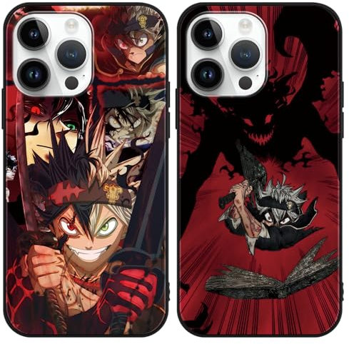 Yomyejisoo 2 Stück Handyhülle für Apple iPhone 13/iPhone 14 Hülle 6.1 Zoll, Anime Black Rover Asta Manga Anime Ästhetik mit Motiv Designs Case Schutzhülle Stoßfest TPU Weich Ultra Dünn Cover