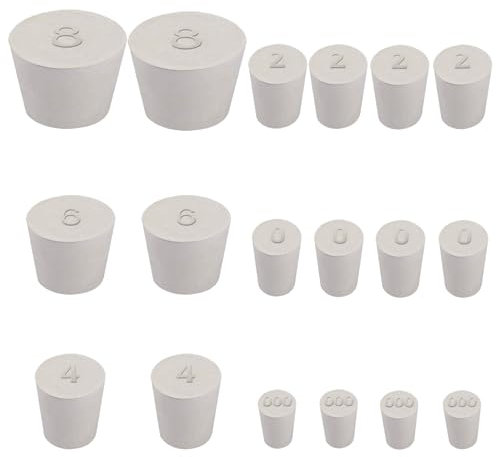Gummistopfen, 18 Stück, weiße Gummikorken, Labor-Gummistopfen, Rohr, Tankflasche, Steckverschluss, weit verbreitet in Töpfen für Pflanzen, Salz, Pfefferstreuer, Reagenzgläser und Flaschen