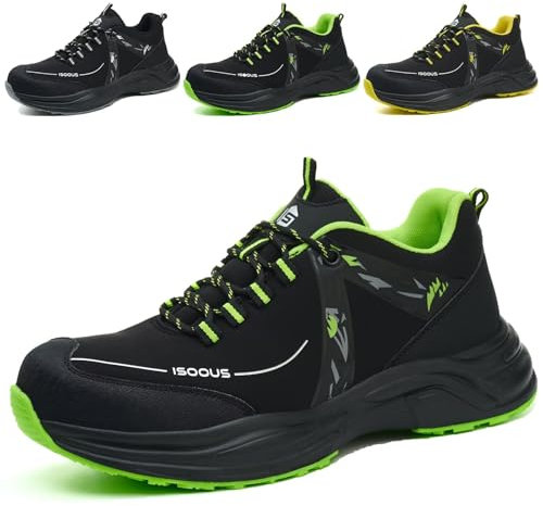 Scarpe Antinfortunistiche Uomo Donna Scarpe da Lavoro Leggere Scarpe da Cantiere Antiscivolo Traspiranti Verde 42