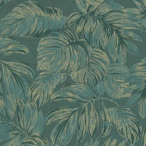 Profhome Papier peint floral 393401-GU papier peint intissé (TNT) vert or 0,53 m x 10,05 m / 5,33 m2