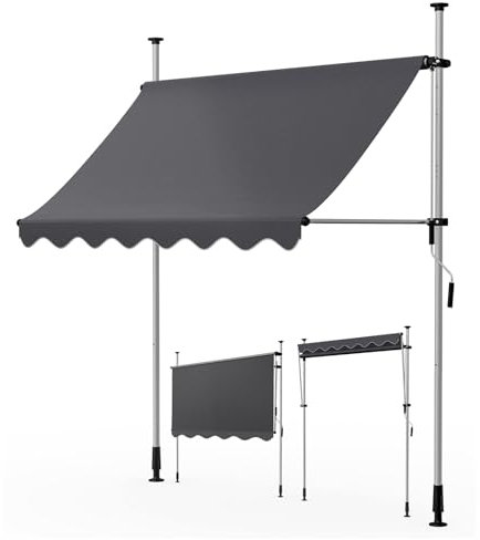 arvioo Klemmmarkise Sonnenschutz, Dein Flexibler Schattenspender, Markise Balkon ohne Bohren 250 cm Breit, Markise Balkon Höhenverstellbar & Winkelverstellbar & UV-beständig & Wetterfest (Anthrazit)