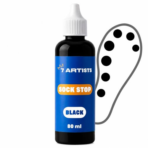 7 Artists Sock Stop Paint 80 ml – Fabric Paint Black for Anti Slip Dots Socks | Sockstop Grip Paint | Sock Stop Non Slip Liquid for Dance Socks, Rubber Socks, Pet Socks, Non Slip Trainer Socks
