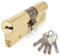 IRONWORX® Spectre Brass 45mm (Internal) / 55mm (External) (100mm) Maximum-Security Police Approved TS007 BSI 3 Star Double Euro Cylinder Lock (Key Both Sides), Includes 5X Keys