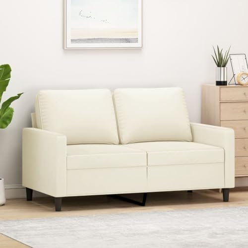 Emmtore Sofa 2-Sitzer, Loungesofa Couch mit Armlehnen Rückenkissen, Wohnzimmersofa Designsofa mit Metallgestell, Sitzmöbel Zweisitzer Samt,Creme,120 cm