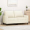 Emmtore Sofa 2-Sitzer, Loungesofa Couch mit Armlehnen Rückenkissen, Wohnzimmersofa Designsofa mit Metallgestell, Sitzmöbel Zweisitzer Samt,Creme,120 cm