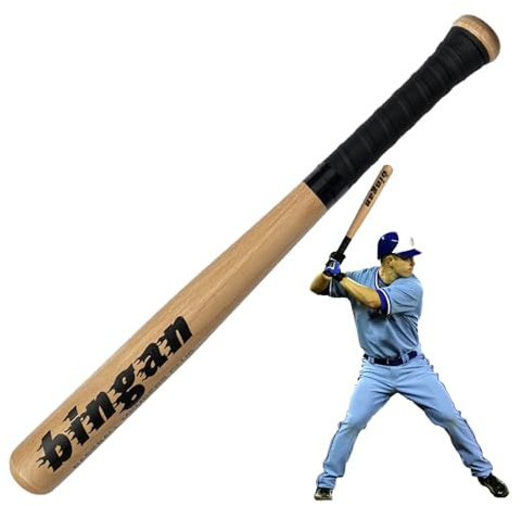 Baseball Bat, 21 Inch Wooden Bat with Wrapped Handle, Portable Baseball Equipment for Kids, Adults