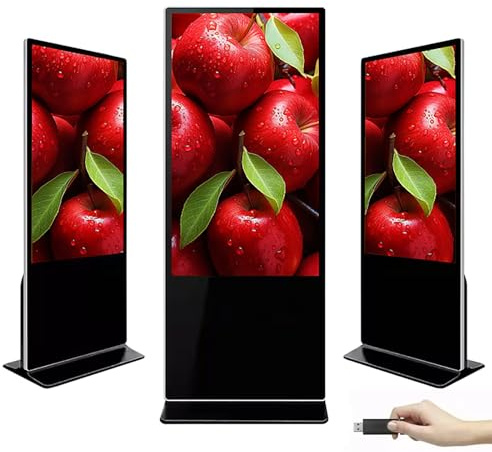 Display pubblicitario digitale con IPS LCD, Full HD 1080p, connettività WiFi/Ethernet/USB, da pavimento, per uso commerciale