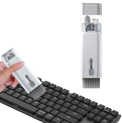 7 In 1 Laptop Screen Keyboard Cleaner Kit,All-in-One Electronics Cleaning kit Tool Keyboard Brush with Keycap Puller for Tablet,PC,Cell Phones,Earbuds Camera,Lens,Monitor Screen Cleaner (Gray)