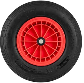 SOARS Roue Gonflable 4.80/4.00-8 pour Brouette/Chariot - 250 kg Max (1P) | Diamètre 40 cm, Alésage Ø20 mm, Largeur 10 cm - Roulement à Aiguilles Robuste - Noir+Rouge