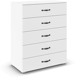 Rauch Möbel ADITIO, Kommode, Farbe Weiß, Breite 80 cm | Highboard im Landhausstil, Cottage, 5 Schubladen, Soft-Close-Funktion, für Schlafzimmer, Gästezimmer, Wohnzimmer, Flur