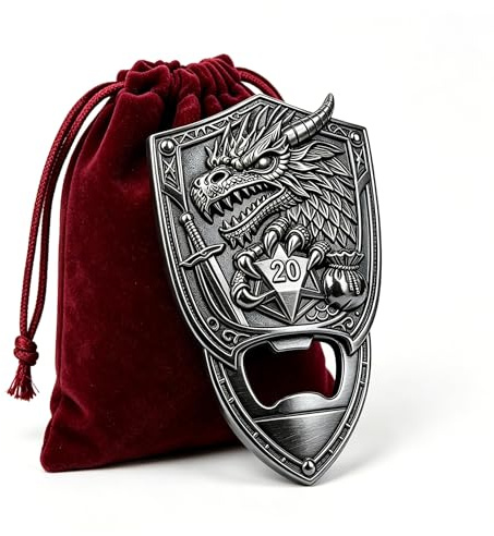 Vinoveltty Dragon Bottle Opener, Fantasy RPG Gifts for Men Dad Husband Boyfriend, Fathers Day Birthday Christmas Beer Lovers Bar Accessory, Dark Silver with Gift Bag