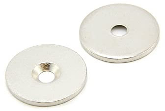 Countersunk Steel Disc for Using Magnets, Hang Artwork or Noticeboards - 25mm dia x 2mm thick x 4mm hole - Pack of 10