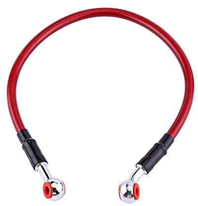 Keenso Motorcycle Brake Line 45cm, M10 Universal Motorcycle Brake Oil Hose Fuel Tube Line Fitting Stainless Steel Braided (45 cmRed) Auto and Motorcycle Parts