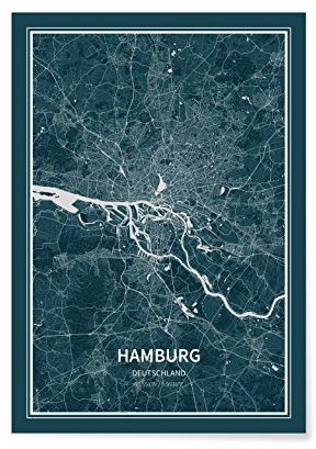 ATLAFLOW Hamburg Poster 70x100cm Städteposter von Hamburg - Premium Wandbild Stadtplan Made in Germany (Tripleflow, 70 x 100 cm)