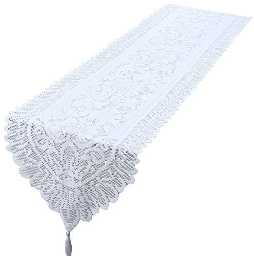 mookaitedecor Spitze Tischläufer, Lace Embroidery Tischtuch, Tischdecke, Tischband Dekorationen Tischdekoration für Hochzeit, Feier, Party, Evendekorationen
