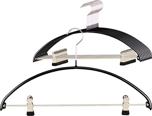 MAWA Economic PK - Grucce a clip, adatte per completi, giacche, gonne e pantaloni, 10 pezzi, salvaspazio, gancio girevole a 360°, con rivestimento antiscivolo non inquinante, 40 cm, Nero