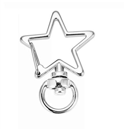 Healifty 50pcs Metal Swivel Clasps Star Shape Lobster Claw Clasps Keychain Snap Hooks Star Keyring Clip Keychain Accessories for DIY Craft Jewelry Finding (Silver)