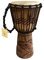 JIVE Djembe Trommel Afrika Bongo Kongo Holz tief geschnitzt massiv Mahagoni Ziegenfell Profi Qualität 40,6 cm hoch Delfin