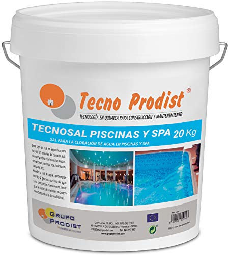 TECNOSAL Piscinas y SPA de Tecno Prodist - 20 kg - Sal Especial de Piscinas, SPA y Jacuzzis - En Cubo Fácil Aplicación