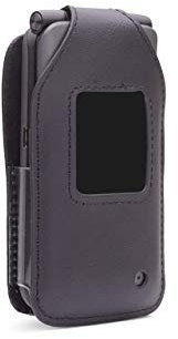 Fitted Leather Case for KAZUNA eTalk, (Verizon Flip Phone) Features: Rotating Belt Clip, Screen & Keypad Protection, Secure Fit