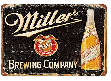 Blechschild Miller Beer Bar Dekor, Café, Pub, 20,3 x 30,5 cm, Vintage-Blechschild, Wandkunst, Vintage-Schild, Metallschild, Werbung