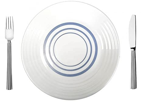 Juego de 6 Platos para Postre, Hondo o Llano, Diseño Original, Vajilla Blanca y Azul. - Plato Hondo