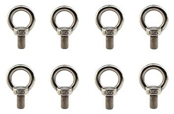 304 Edelstahl M8 Ringschraube mit verlängertem Gewinde (30 mm), 8 Stück
