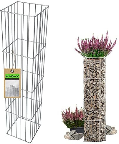 KADAX Colonne en acier, colonnes grillagées, colonnes en treillis d'acier, piliers d'origine, gabions ornementaux, gabions, panier à pierres, panier métallique (L, rectangulaire).