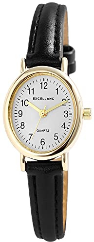 Excellanc Damen-Uhr Kunstleder Armband Dornschließe Analog Quarz 1900265 (schwarz)