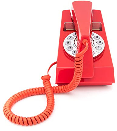 GPO Trim Telefono Fisso, con Filo, Quadrante con Tastierino e Suoneria a Campanello Autentica, per Casa e Hotel - Rosso