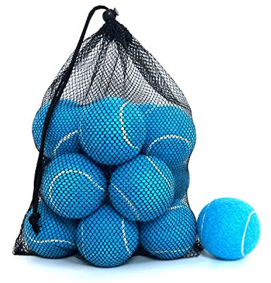 HPWFHPLF Tennisbälle, 12 Packungen Übungs-Tennisbälle für Anfänger, Training, Spielen von Tennisbällen für Hunde, mit Netz-Tragetasche (blau)