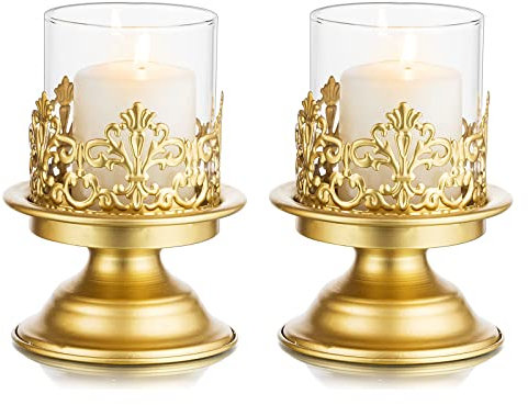 Sziqiqi Modern Kerzenständer Kerzenhalter für Stumpenkerzen - Gold Metall Kerzenständer Kerzenleuchter Kerzen Ständer für Tischdeko Wohnzimmer Esstisch Hochzeit Couchtisch Beistelltisch Weihnachten