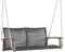 COSTWAY Banco Columpio de Exterior con 2 Asientos, Columpio de Ratán PE, Respaldo Curvado y Reposabrazos de Madera de Acacia, Carga 360 kg, Columpio para Pórtico Veranda Patio Jardín (sin cojin)