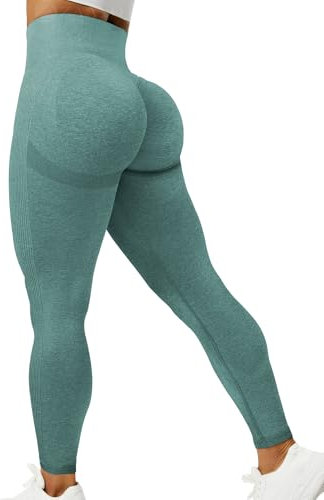 ZAAYO Damen Sport Gym Leggings Scrunch Butt Lifting Push Up Seamless Yoga Pants Fitness Workout Leggings Dark Green L