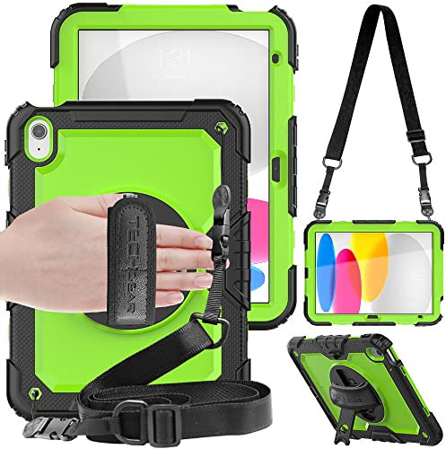 TECHGEAR Funda Compatible con iPad 10, 10.9 Pulgadas 2022 (10a generación), Funda Protectora Prueba de Choques Resistente Carcasa con Soporte Giratorio de 360 Grados y Correa de Hombro