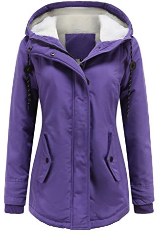 ticticlily Parka Donna Invernale Cappotto con Cappuccio Pelliccia Sintetica Manica Lunga Elegante Giacche Caldo Giubbotto Giubbino Trenchcoats E Viola 3XL
