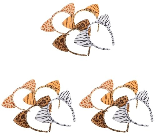 Beaupretty Katzenohren Haarreif Set 12 Stück Leopard Tiger Zebra Stirnbänder Cosplay Kostüm Zubehör Für Erwachsene Und Kinder Party