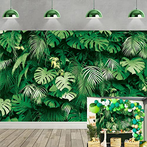 Tropische Palmenblätter Fotografie Hintergrund 2,1 x 1,5 m, Sommer Dschungel Safari Pflanzen Fotohintergrund hawaiianische Luau Party Dekoration Banner Babyparty Geburtstagsparty Zubehör